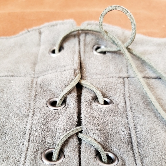 Faux Suede Lace Up Skirt - Picture 2 of 5